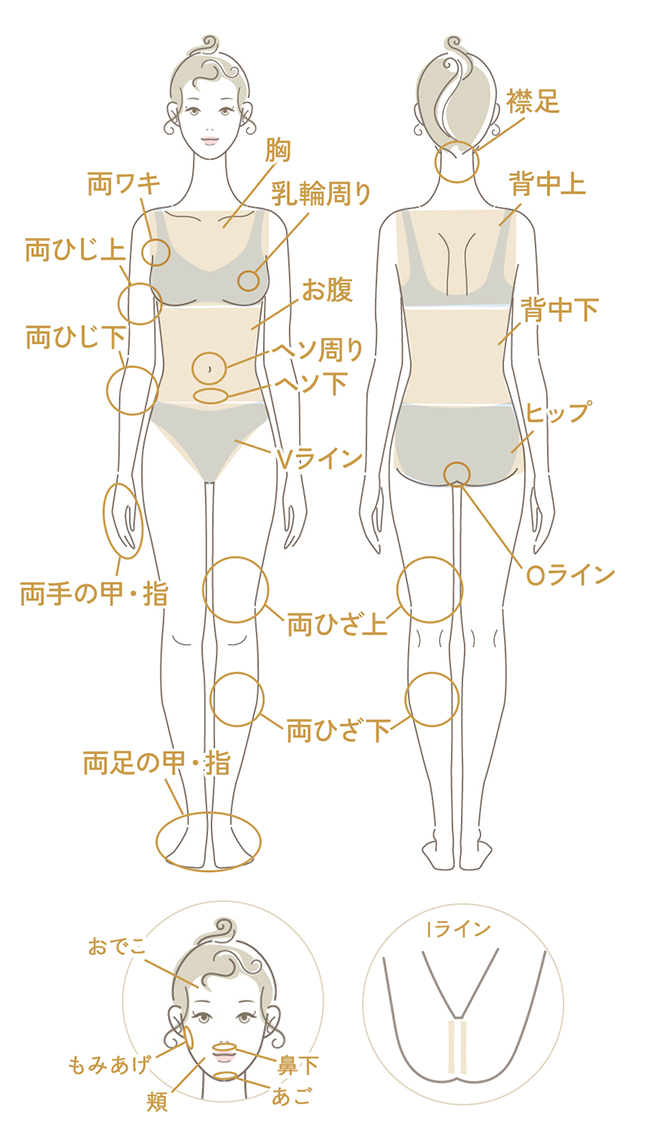 脱毛できる箇所